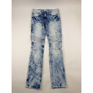 GS-115 Mens Denim Jeans Size 30 Acid Wash Skinny Mid Rise Distressed Moto - 2396